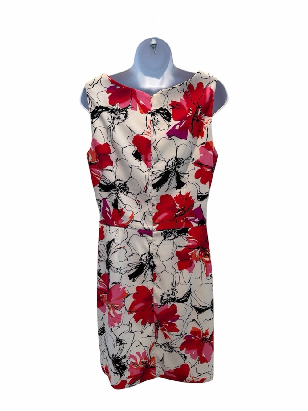 PERCEPTIONS NY Red Floral Sleeveless Dress size 12 - Picture 3 of 6